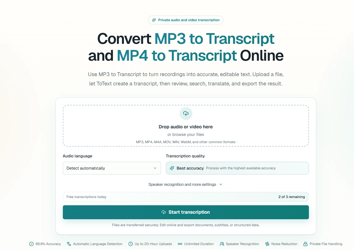 MP3 to Transcript